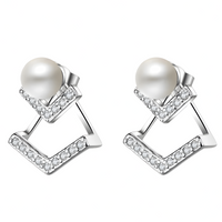 Silver Plated Cubic Zirconia Drop Earrings - Elegant and Lightweight Dangle 304