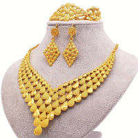 5-Piece Bridal Jewelry Set: Earrings, Necklace, Bangle, Ring, Exaggerated 110