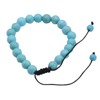 Unisex Natural Stone Bracelet, 8mm Turquoise Beads & Lava Rock, Adjustable B116