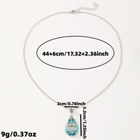 Dragonfly Teardrop Crystal Necklace For Women Silver Tone Aqua Blue Pendant B353
