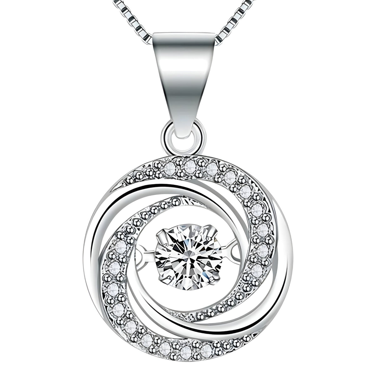 925 Sterling Silver Women Jewelry Gift Round Whirl Pendant Necklaces Fashion 263