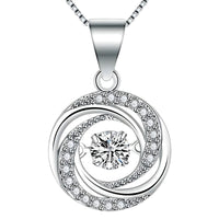 925 Sterling Silver Women Jewelry Gift Round Whirl Pendant Necklaces Fashion 263