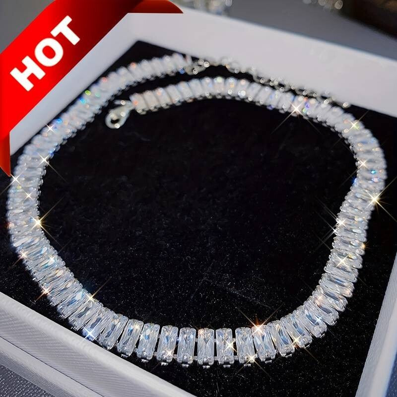 Substantial and Gleaming Tennis Necklace - Elegant Necklace for Ladies 36 UK