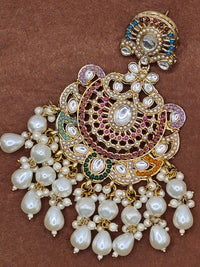 Elegant Bollywood Inspired Gold Kundan Earrings - Traditional Indian Jewelry 216