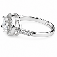 Women's Elegant Adjustable Zircon Halo Ring, Round Brilliant Engagement 1621