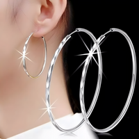 Diamond-Cut Hoop Earrings for Women – Copper Alloy with 925 Silver Plating 868