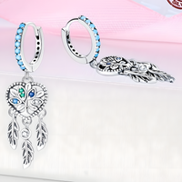925 Sterling Silver Dreamcatcher Drop Earrings for Women MultiColour Zircon 821