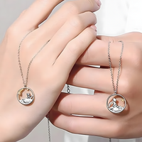 Zinc Alloy Little Prince & Fox Couple Necklace Set of 2 – Silver Tone  1090