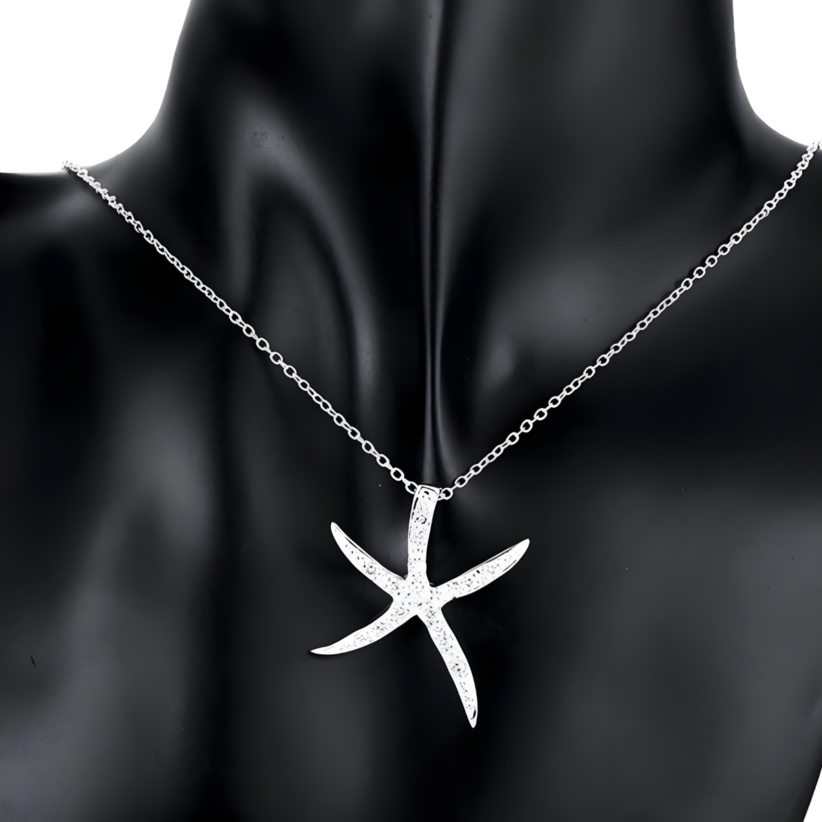 Starfish Pendant Necklace For Women - Sparkle Sea Star Charm, Crystal Look  1791