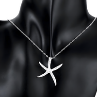 Starfish Pendant Necklace For Women - Sparkle Sea Star Charm, Crystal Look  1791