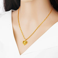 Unified Jewellery 24K Gold Plated Copper Flower HeartShaped Pendant Necklace 129