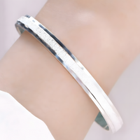 Unified Jewellery Premium Frosted Stripe Adjustable Open Cuff Bangle 1839