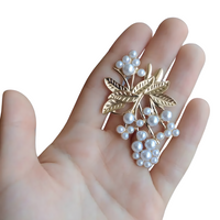 Pearl Cluster Leaf Earrings for Women –Trendy Gold-Tone Copper Stud Earrings 767