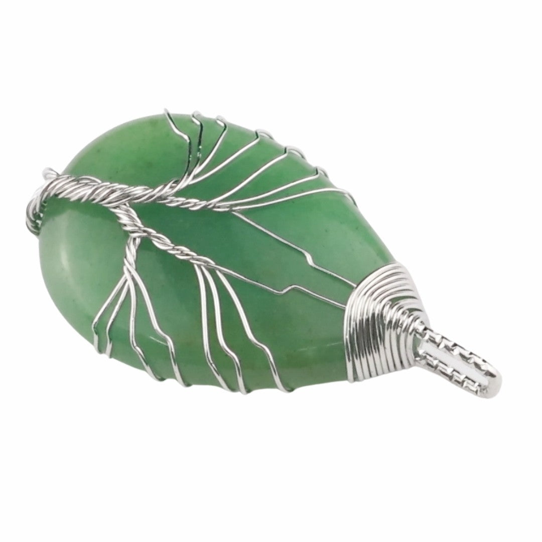 Tree of Life Silver Aventurine Pendant Necklace Spiritual Crystal Healing 1334