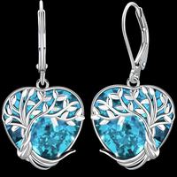 Heart Tree Earrings 33mm Length 18x16mm Heart Pendant 5.2g Lightweight 1399