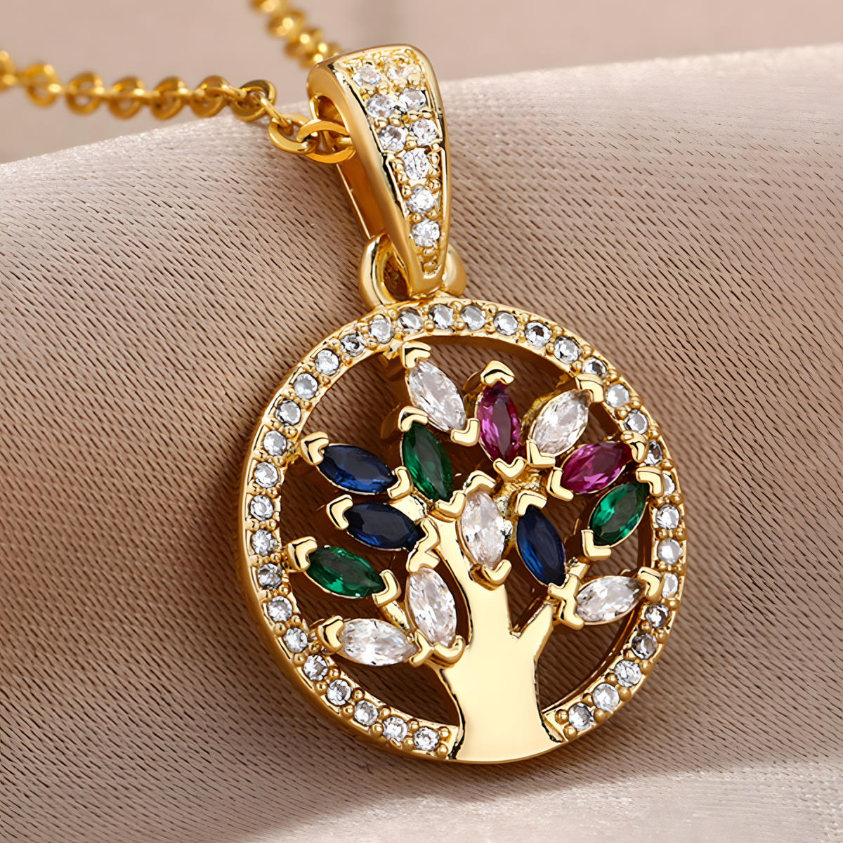 Tree of Life Necklace for Women Stainles Steel Long Chain Pendants Necklac B154