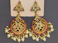 Elegant Bollywood Inspired Gold Kundan Earrings - Traditional Indian Jewelry 243