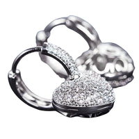Sparkling Heart Drop Earrings Fine Rhinestone Embellishments - 925 Sterling 331
