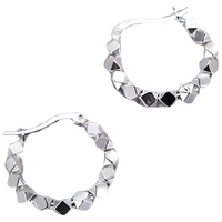 Geometric Bead Hoop Earrings for Women – Trendy Silver-Tone Hoops Zinc Alloy 863
