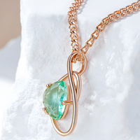 Transparent Light Green Stone Necklace Pendant Women 585 Rose Gold Color 1262