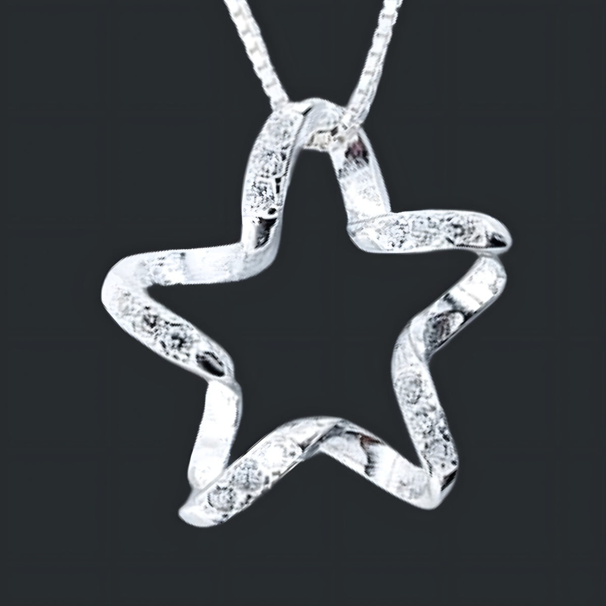 Sterling Silver Star Necklace for Women -Real 925 Box Chain Pendant with AAA 281