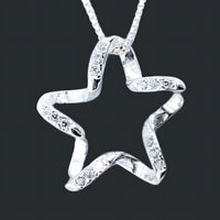 Sterling Silver Star Necklace for Women -Real 925 Box Chain Pendant with AAA 281