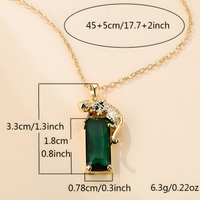 Elegant Leopard Pendant Necklace for Women Gold-Tone Alloy Large Rectangular 576
