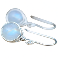 Moonstone Teardrop Drop Earrings For Women - Rhodium-Plated Alloy Dangle 1459