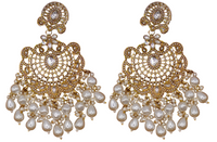 Elegant Bollywood Inspired Gold Kundan Earrings - Traditional Indian Jewelry 186