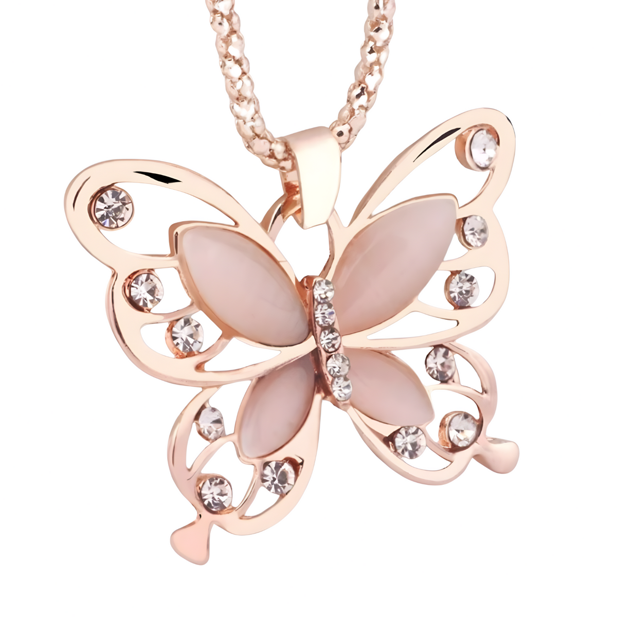 Butterfly Pendant Necklace for Women – Rose Gold Zinc Alloy Butterfly Charm 1186