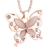 Butterfly Pendant Necklace for Women – Rose Gold Zinc Alloy Butterfly Charm 1186