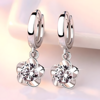 Unified Jeweller 925 Sterling Silver Zircon Floral Dangle Hoop Earring Women 463