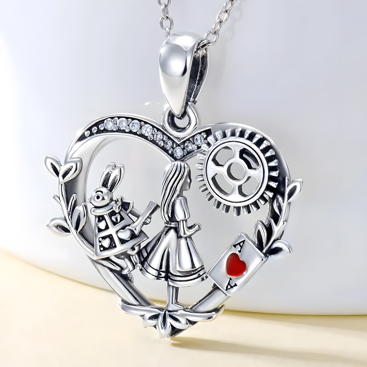 Metal Copper Zinc Alloy Heart Pendant Necklace – Classic Geometric Design 1115