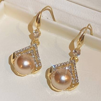 925 Sterling Silver Stud Earrings with Rhinestones, 1.6 cm, 7.9 g A0137