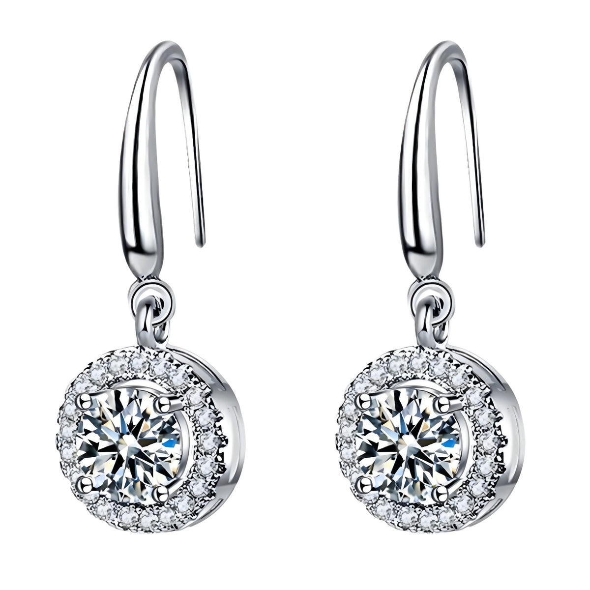 Unified Jewellery Sterling Silver Cubic Zirconia Halo Dangle Earrings 348