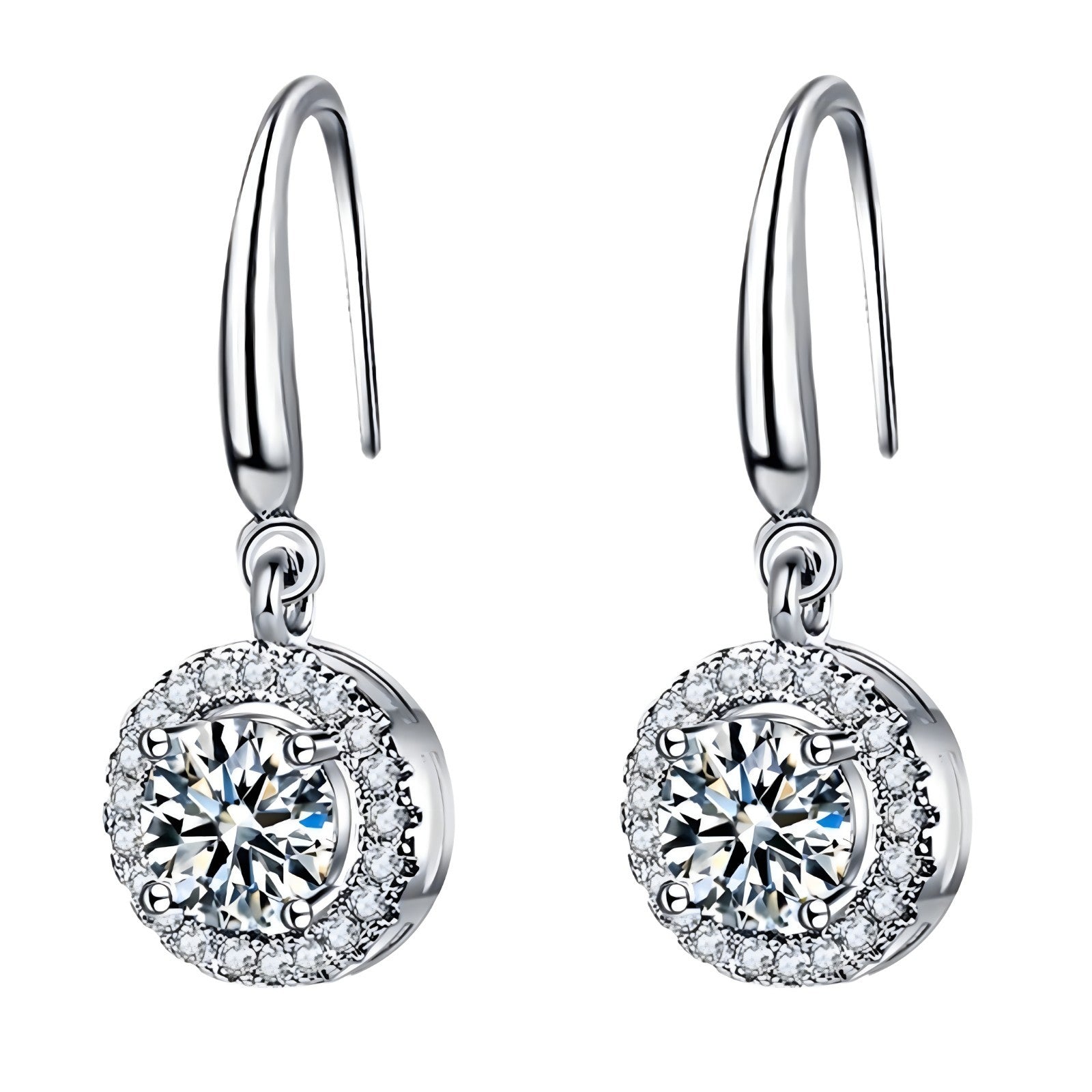 Unified Jewellery Sterling Silver Cubic Zirconia Halo Dangle Earrings 348