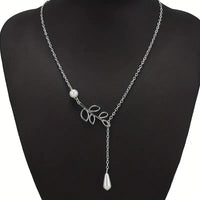 Faux Pearl Pendant Leaves Branch Decor Choker Necklace Charm Minimalist 95 UK
