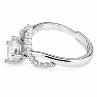 Adjustable Bypass Zircon Engagement Ring, Round Brilliant Cut Solitaire 1630