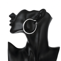 Diamond-Cut Hoop Earrings 5CM Large Round Textured Hoop Earrings for Women 1495