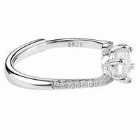 Adjustable Zircon Engagement Ring Round Brilliant Solitaire Pavé Detail 1665