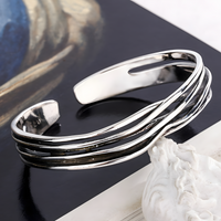 Unified Jewellery Braided Open Cuff Bracelet Silver Tone Woven Statement 1896
