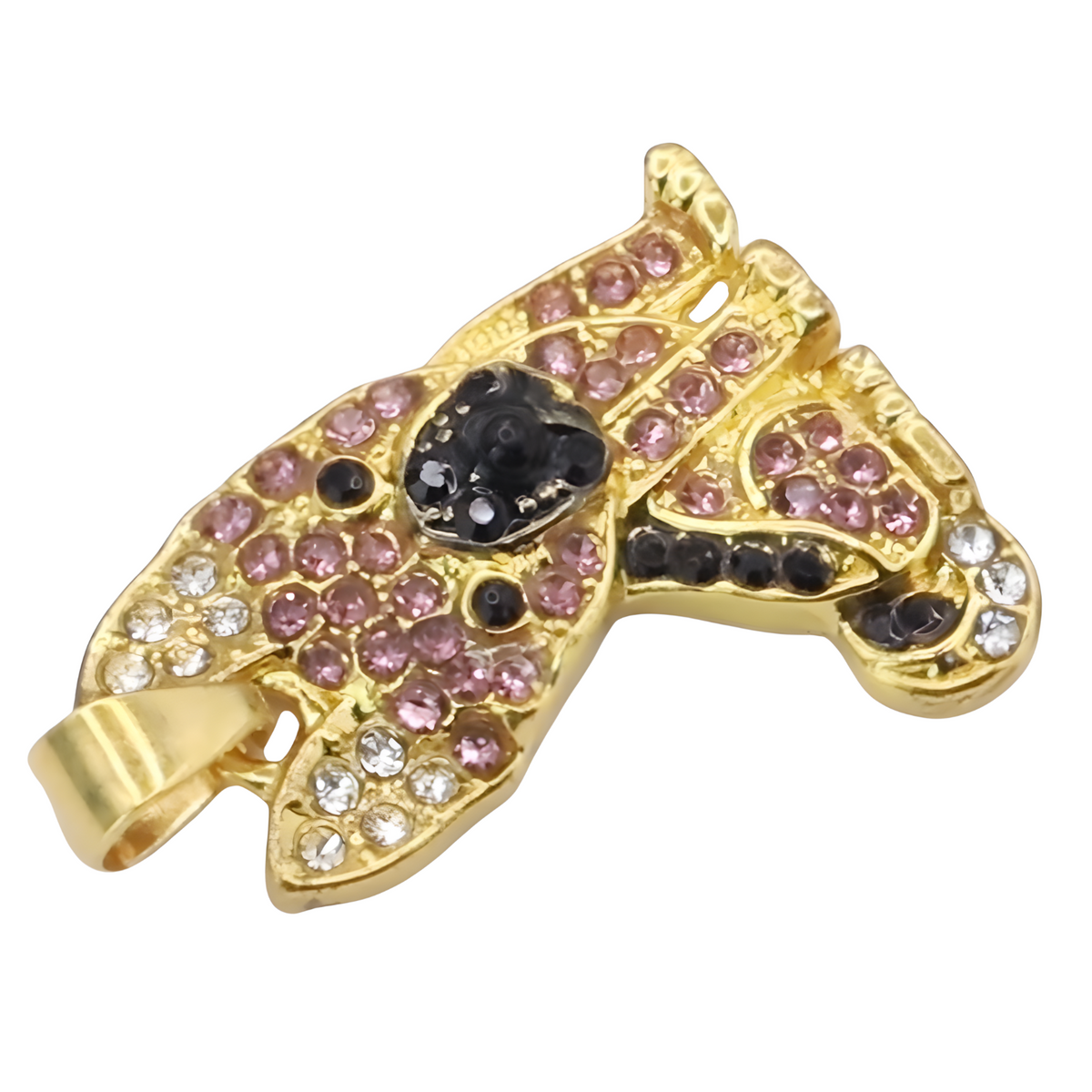 Gold Plated German Shepherd Pendant Necklace with Sparkling Cubic Zirconi B244