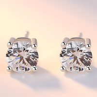 Classic Round Stud Earrings for Women – Sparkling Cubic Zirconia Solitaire 1008