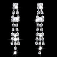 Bridal Jewelry Set-Pearl and Crystal Necklace & Dangle Earrings, Wedding 395