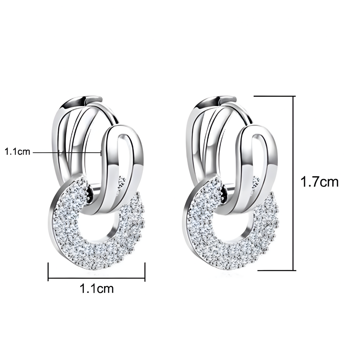 925 Sterling Silver Dangle Hoop Earrings – Unique Interlocking Circles Stone 315