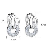 925 Sterling Silver Dangle Hoop Earrings – Unique Interlocking Circles Stone 315
