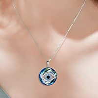 Evil Eye Pendant Necklace for Women– Copper Alloy Blue Crystal Eye Necklace 1253