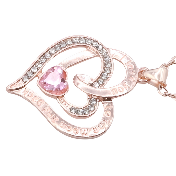 18K Gold Plated Zinc Alloy Blue Heart Stone and Princess Cut Rhinestones  B311