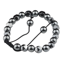 Grey 8mm Hematite Beaded Bracelet Adjustable Macrame Bracelet Unisex Magnet 1352