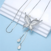 Silver-Tone Butterfly Necklace for Women – Copper Alloy 925 Silver Plating 1205